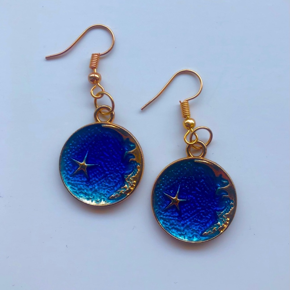 Beautiful Deep Blue Starry Night Earrings